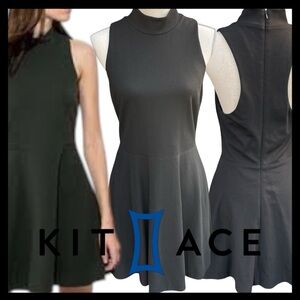 Kit & Ace Black Monaco Mock Neck Racer Back Sleeveless Fit and Flare Dress (8)